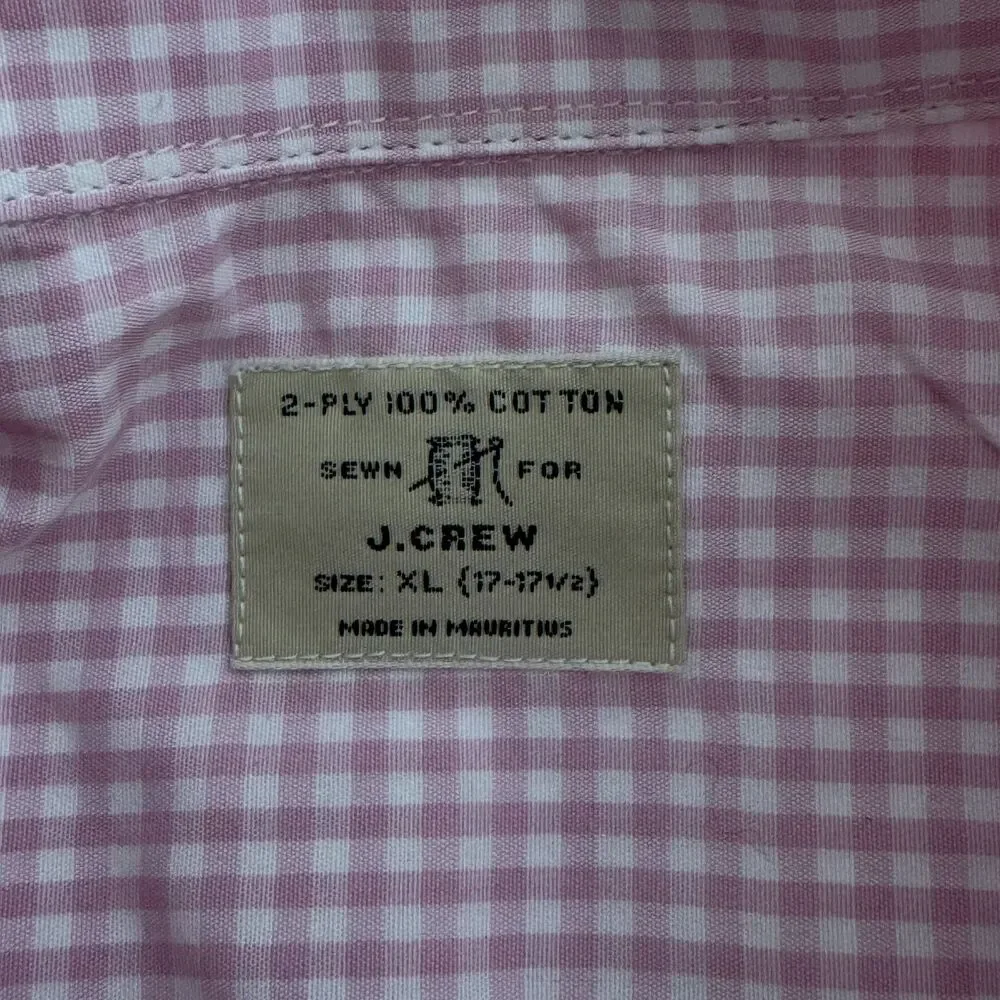 J. Crew Pink Gingham 2-Ply Cotton Pocket Button-Down Shirt Men’s Size XL 17